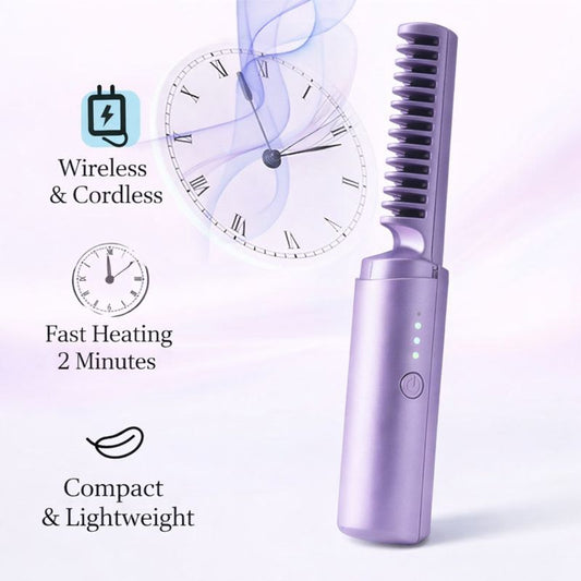 Cordless Hair Straightener Comb – Rechargeable